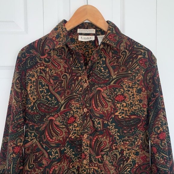 Tabi Vintage Button-up Shirt Paisley  Green‎ Red Women’s Size Small - Picture 3 of 7